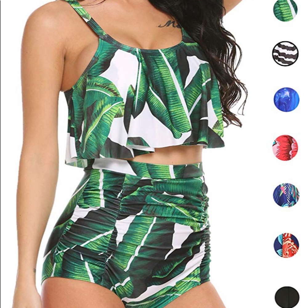 High Waist Bikini Ruffled Tummy Control XXL
